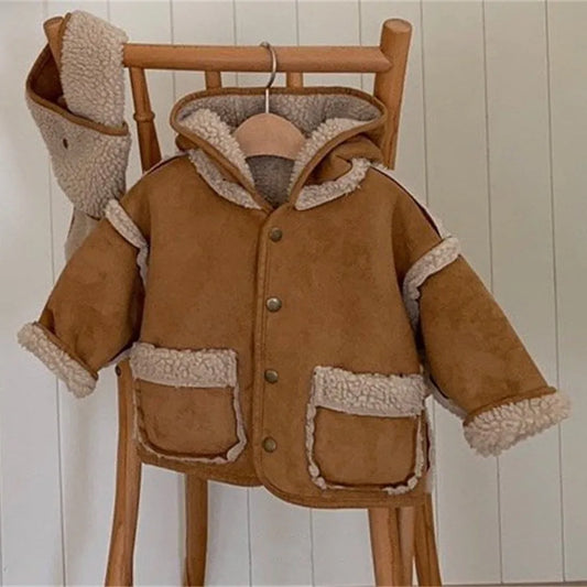 2023 Winter New Baby Thicken Warm Coat Long Sleeve Infant Casual Windproof Jacket Plus Velvet Thick Toddler Girls Boys Warm Coat